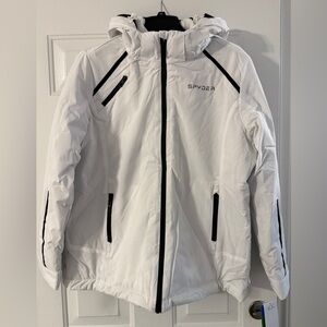 XL Spyder Women's Winter Jacket White with Removable Hood NWT